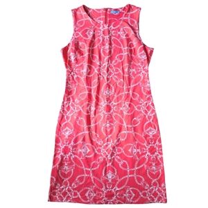 J. McLaughlin Sophia Sleeveless Shift Catalina Cloth Dress Coral Nautical Medium